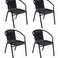 BTExpert Indoor Outdoor Black Restaurant Rattan Stack Chairs - Set of 5