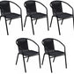 BTExpert Indoor Outdoor Black Restaurant Rattan Stack Chairs - Set of 5