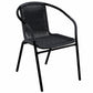BTExpert Indoor Outdoor Black Restaurant Rattan Stack Chairs - Set of 4