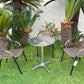 BTExpert Indoor Outdoor 23.75" Round Table Stainless Steel Silver Aluminum + 3 Brown Stack Chairs
