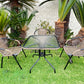 BTExpert Indoor Outdoor 28" Square Glass Metal Table Brown Rattan Trim + 3 Brown Rattan Stack Chairs