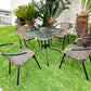 BTExpert Indoor Outdoor 28" Square Glass Metal Table Brown Rattan Trim + 4 Brown Rattan Stack Chairs