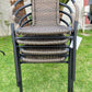 BTExpert Indoor Outdoor 28" Square Glass Metal Table Brown Rattan Trim + 3 Brown Rattan Stack Chairs