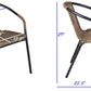 BTExpert Indoor Outdoor 23.75" Round Table Stainless Steel Silver Aluminum + 2 Brown Stack Chairs