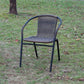 BTExpert Indoor Outdoor 28" Square Glass Metal Table Brown Rattan Trim + 2 Brown Rattan Stack Chairs