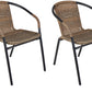 BTExpert Indoor Outdoor Brown Restaurant Rattan Stack Chairs - Set of 5