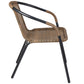 BTExpert Indoor Outdoor 28" Square Glass Metal Table Brown Rattan Trim + 3 Brown Rattan Stack Chairs