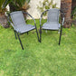 BTExpert 23.75" Round Steel Table & 2 Gray Rattan Stack Chairs, Indoor Outdoor Lightweight Commercial