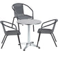 BTExpert 23.75" Round Stainless Steel Table + 3 Gray Rattan Stack Chairs, Indoor Outdoor Commercial Lightweight