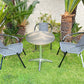 BTExpert 23.75" Round Stainless Steel Table + 3 Gray Rattan Stack Chairs, Indoor Outdoor Commercial Lightweight