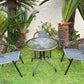 BTExpert Indoor Outdoor 28" Round Glass Metal Table Gray Rattan Trim + 3 Gray Rattan Stack Chairs