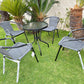 BTExpert 23.75" Round Glass Metal Table + 4 Gray Rattan Stack Chairs, Indoor Outdoor Commercial Lightweight