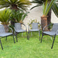 BTExpert 23.75" Round Stainless Steel Table + 3 Gray Rattan Stack Chairs, Indoor Outdoor Commercial Lightweight