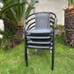BTExpert Indoor Outdoor 28" Round Glass Metal Table Gray Rattan Trim + 3 Gray Rattan Stack Chairs