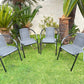 BTExpert Indoor Outdoor 23.75" Square Glass Metal Table + 3 Gray Rattan Stack Chairs