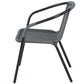 BTExpert 23.75" Square Stainless Steel Table + 3 Gray Rattan Stack Chairs, Indoor Outdoor Commercial Lightweight