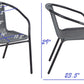 BTExpert 23.75" Square Glass Metal Table + 4 Gray Rattan Stack Chairs, Indoor Outdoor Commercial Lightweight
