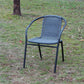 BTExpert Indoor Outdoor 28" Round Glass Metal Table Gray Rattan Trim + 4 Gray Rattan Chairs