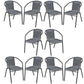 BTExpert Indoor Outdoor Gray Restaurant Rattan Stack Chairs - Set of 10