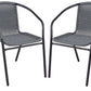 BTExpert Indoor Outdoor 28" Round Glass Metal Table Gray Rattan Trim + 4 Gray Rattan Chairs