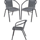 BTExpert Indoor Outdoor 28" Round Glass Metal Table Gray Rattan Trim + 3 Gray Rattan Stack Chairs