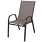 BTExpert Brown Restaurant Flexible Sling Stack Chairs, Metal Frame, Indoor Outdoor Patio - Set of 10