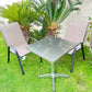 BTExpert 23.75" Square Steel Table + 2 Brown Flexible Sling Stack Chairs Indoor Outdoor Commercial Lightweight