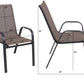 BTExpert 23.75" Round Steel Table + 3 Brown Sling Stack Chairs Indoor Outdoor
