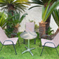 BTExpert 23.75" Round Steel Table + 3 Brown Sling Stack Chairs Indoor Outdoor