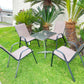 BTExpert 23.75" Square Steel Table + 4 Brown Flexible Sling Stack Chairs Indoor Outdoor Commercial Lightweight