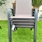 BTExpert Indoor Outdoor 23.75" Round Table Stainless Steel Silver Aluminum + 2 Brown Flexible Sling Stack Chairs