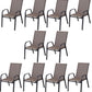 BTExpert Brown Restaurant Flexible Sling Stack Chairs, Metal Frame, Indoor Outdoor Patio - Set of 10