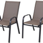 BTExpert Brown Restaurant Flexible Sling Stack Chairs, Metal Frame, Indoor Outdoor Patio - Set of 3