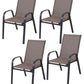 BTExpert Brown Restaurant Flexible Sling Stack Chairs, Metal Frame, Indoor Outdoor Patio - Set of 4