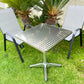 BTExpert 23.75" Square Table Steel Silver Aluminum + 2 Gray Sling Stack Chairs Indoor Outdoor Commercial Lightweight