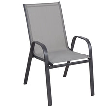 BTExpert Indoor Outdoor 23.75" Round Restaurant Table Stainless Steel Silver Aluminum + 3 Gray Flexible Sling Stack Chairs Commercial Lightweight