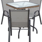 BTExpert Indoor Outdoor 28" Square Glass Metal Table w/ Brown Rattan + 3 Gray Flexible Sling Chairs