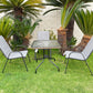BTExpert Indoor Outdoor 28" Square Glass Metal Table w/ Brown Rattan + 3 Gray Flexible Sling Chairs