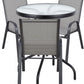 BTExpert Indoor Outdoor 23.75" Round Tempered Glass Metal Table + 3 Gray Flexible Sling Stack Chairs