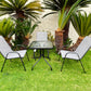 BTExpert Indoor Outdoor 23.75" Square Tempered Glass Metal Table + 3 Gray Flexible Sling Stack Chairs