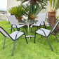 BTExpert 23.75" Square Steel Table + 4 Gray Flexible Sling Stack Chairs Indoor Outdoor Commercial Lightweight