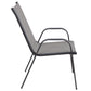 BTExpert 23.75" Square Steel Table + 3 Gray Flexible Sling Stack Chairs Indoor Outdoor Commercial Lightweight