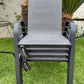 BTExpert 23.75" Square Steel Table + 3 Gray Flexible Sling Stack Chairs Indoor Outdoor Commercial Lightweight