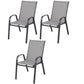 BTExpert IndoorOutdoor Gray Restaurant Flexible Sling Stack Chairs, Metal Frame - Set of 3