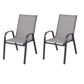 BTExpert Indoor Outdoor 23.75" Square Tempered Glass Metal Table + 3 Gray Flexible Sling Stack Chairs
