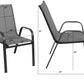 BTExpert 23.75" Square Steel Table + 4 Gray Flexible Sling Stack Chairs Indoor Outdoor Commercial Lightweight