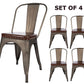 BTEXPERT Dining Chair, Set of 4 Stackable Kitchen Industrial PU Upholstered Vintage, Bronze