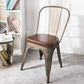 BTEXPERT Dining Chair, Set of 4 Stackable Kitchen Industrial PU Upholstered Vintage, Bronze