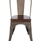 BTEXPERT Dining Chair, Set of 4 Stackable Kitchen Industrial PU Upholstered Vintage, Bronze