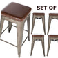BTExpert Stackable 24" PU Upholstered Barstools, Nail Trim, Vintage Bronze Industrial Accent - Set of 4